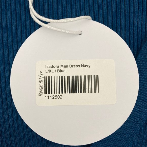 NWT Princess Polly Isadora Mini Dress Navy Blue Size L/XL Long Sleeve Ribbed - Picture 7 of 9